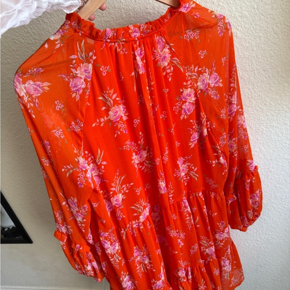 Vince Camuto Orange Floral Women's Dress-Size L- NWT - Picture 7 of 15